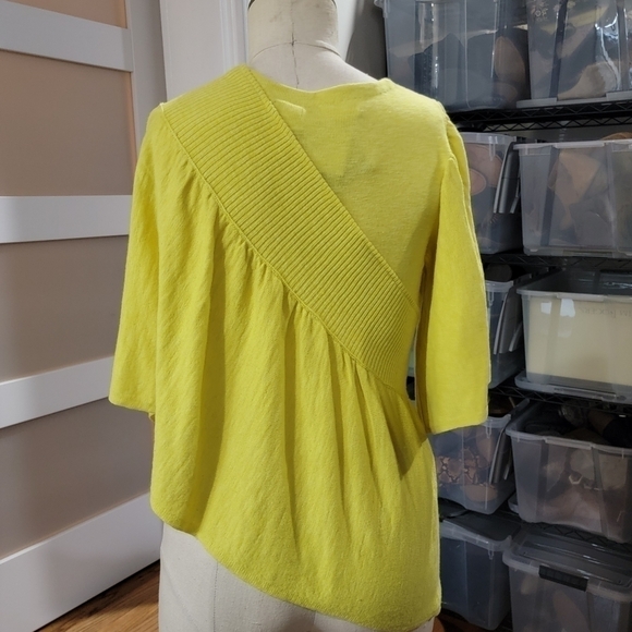 NEW Anthropologie Moth Taupo Golden Yellow Asymmetrical Sweater Wrap S/M - Picture 8 of 16